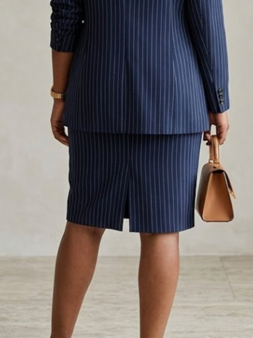 Jessica London Navy Blue Pinstripe Pencil Skirt Plus SZ 22 - Picture 4 of 6
